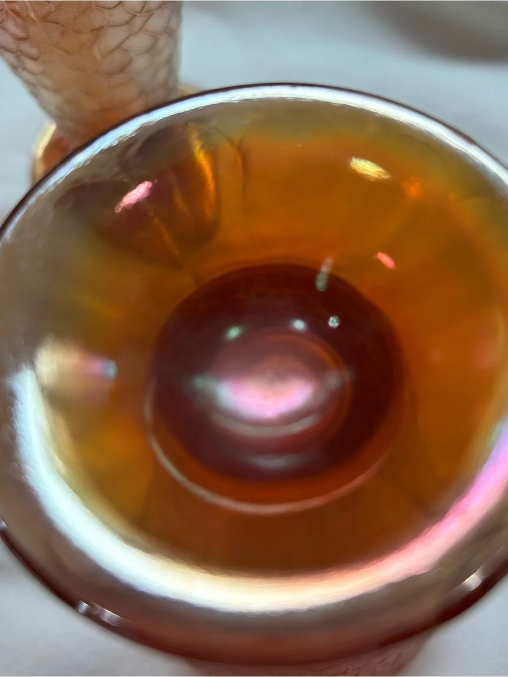 Handblown Iridescent Amber Glass Tumbler - Set of 4